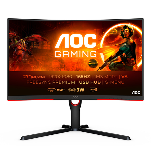 Bild von AOC C27G3U/BK Computerbildschirm 68,6 cm (27 Zoll) 1920 x 1080 Pixel Full HD LED Schwarz, Rot