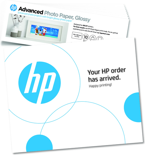 Bild von HP Advanced Fotopapier, glänzend, 29,48 kg, 101 x 305 mm (4 x 12 Zoll), 10 Blatt