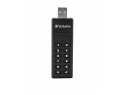 Bild von Verbatim Keypad Secure - USB-3.0-Stick 64 GB - Datenspeicher mit Passwortschutz, inkl. USB-A zu USB-A-Verlängerungskabel - Schwarz